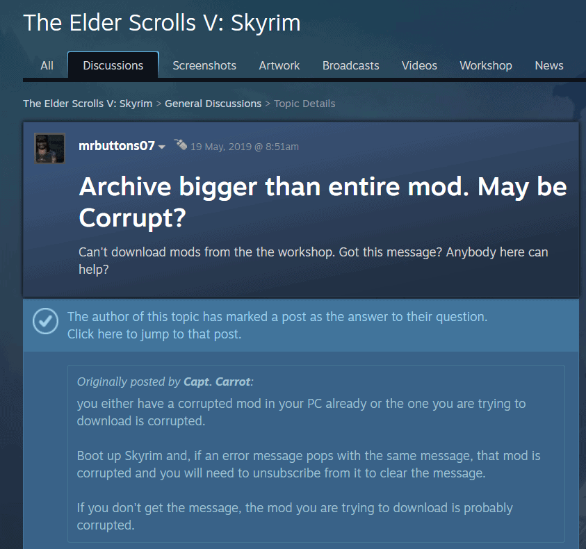 skyrim archive size bigger than mod forum