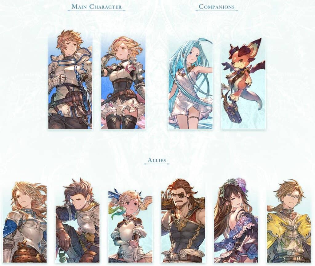 list of characters in granblue fantasy relink