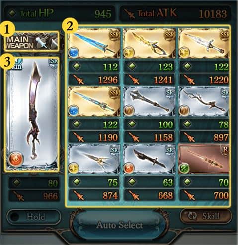 weapon screen in granblue fantasy relink